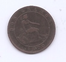 G. PROVISIONAL DEL AÑO 1870 2 CENTIMOS